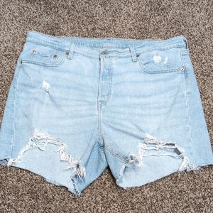 Levi's Light Blue Ripped Jean Shorts Women's Plus Size 18W